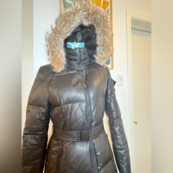 Andrew Marc Black Puffer Coat with Fur Trim - Picture 4 of 11